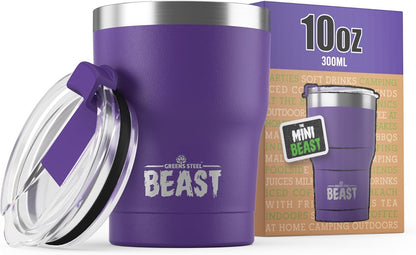 Beast 10 oz Tumbler Stainless Steel Vacuum Insulated Coffee Ice Cup Double Wall Travel Flask (Arctic White)