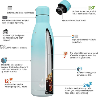 BJPKPK Insulated Water Bottle 12oz Small Stainless Steel Water Bottles Reusable Metal Thermal Keep Cold and Hot,Dreamy Purple - Colors B