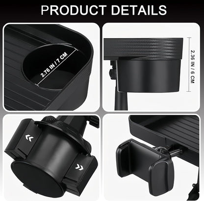 Vehicle-Mounted Multifunctional Water Cup Holder Tray Black Adjustable Cup Holder Dining Plate Expandable Bracket Storage Space-Saving