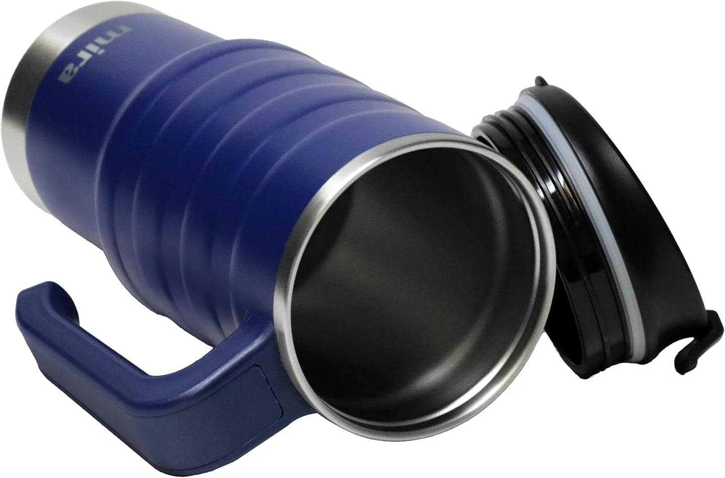 MIRA 24 oz Insulated Travel Mug - Stainless Steel Coffee Cup with Spill-Proof Flip Lid & Handle - Hot/Cold Car Tumbler - Marine