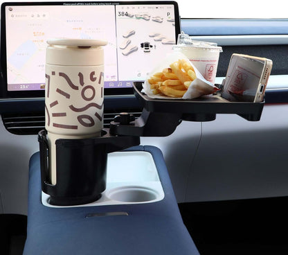Car Large Cup Holder Expander, 5-in-1 Cupholder Extender with Phone Holder & Swivel and Detachable Snack Food Tray Table for Eating, Travel Essentials for Road Trips for Driver. Model C
