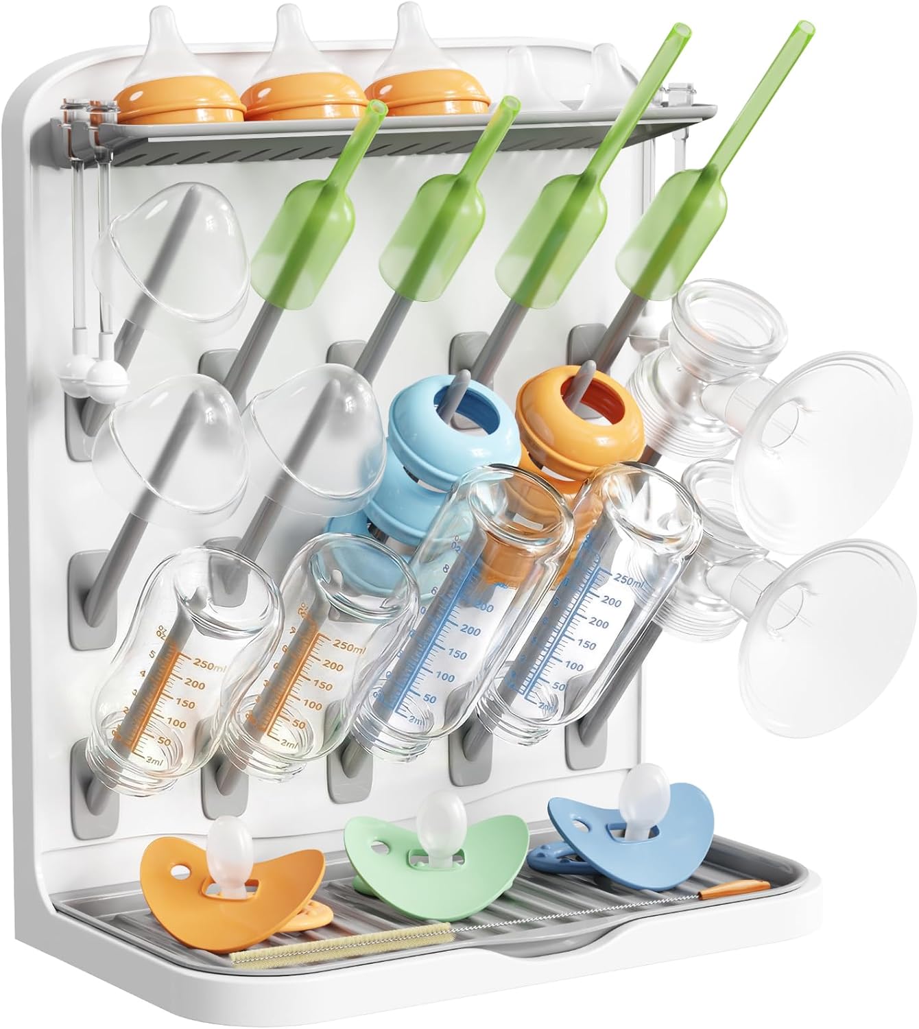 Lifewit Large Baby Bottle Drying Rack 15 Hooks, Newborn Essentials Must Haves, Bottle Storage Organizer for Countertop, Cabinet, Rack Dryer Holder for Pacifiers, Pump Parts, Baby Stuff