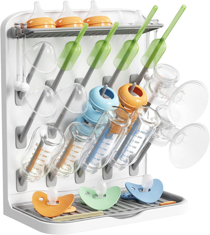 Lifewit Large Baby Bottle Drying Rack 15 Hooks, Newborn Essentials Must Haves, Bottle Storage Organizer for Countertop, Cabinet, Rack Dryer Holder for Pacifiers, Pump Parts, Baby Stuff