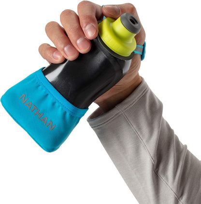 Nathan Running Handheld Water Bottle Adjustable No-Grip Quick Squeeze Lite Hand Strap. Reflective Hydration