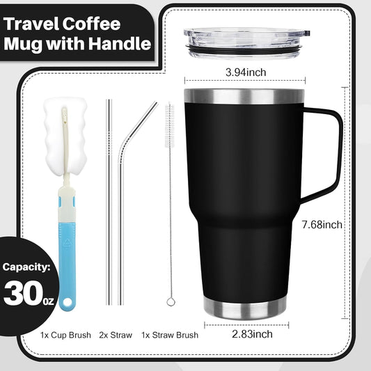 40 oz Tumbler with Handle, Insulated Tumbler with Lid and Straw, Reusable Stainless Steel Vacuum Insulated Cup, 100% Leak Proof Thermal Travel Coffee Mug Cup for Cold and Hot (Light Purple)