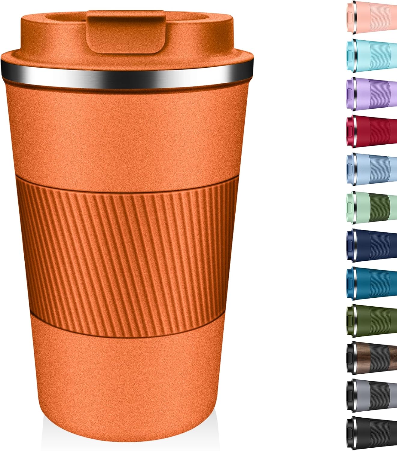 Insulated Coffee Tumbler 12 oz, Stainless Steel Coffee Mug with Lids, Travel Coffee Mug Leak Proof, Double Wall Vacuum Insulated Reusable Coffee Cup, Keep Drinks Hot and Cold (Sky Blue, 12 Ounces)
