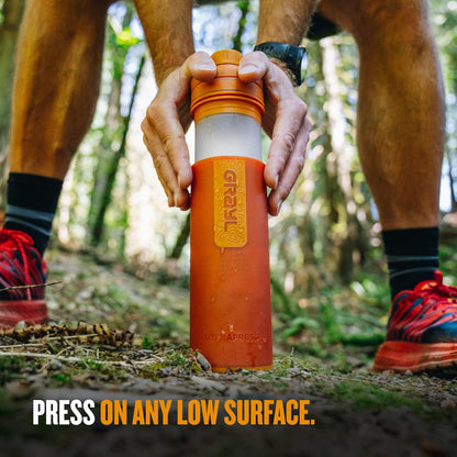 GRAYL UltraPress Water Purifier & Filter Bottle for Hiking, Backpacking, and Travel (Forest Blue)