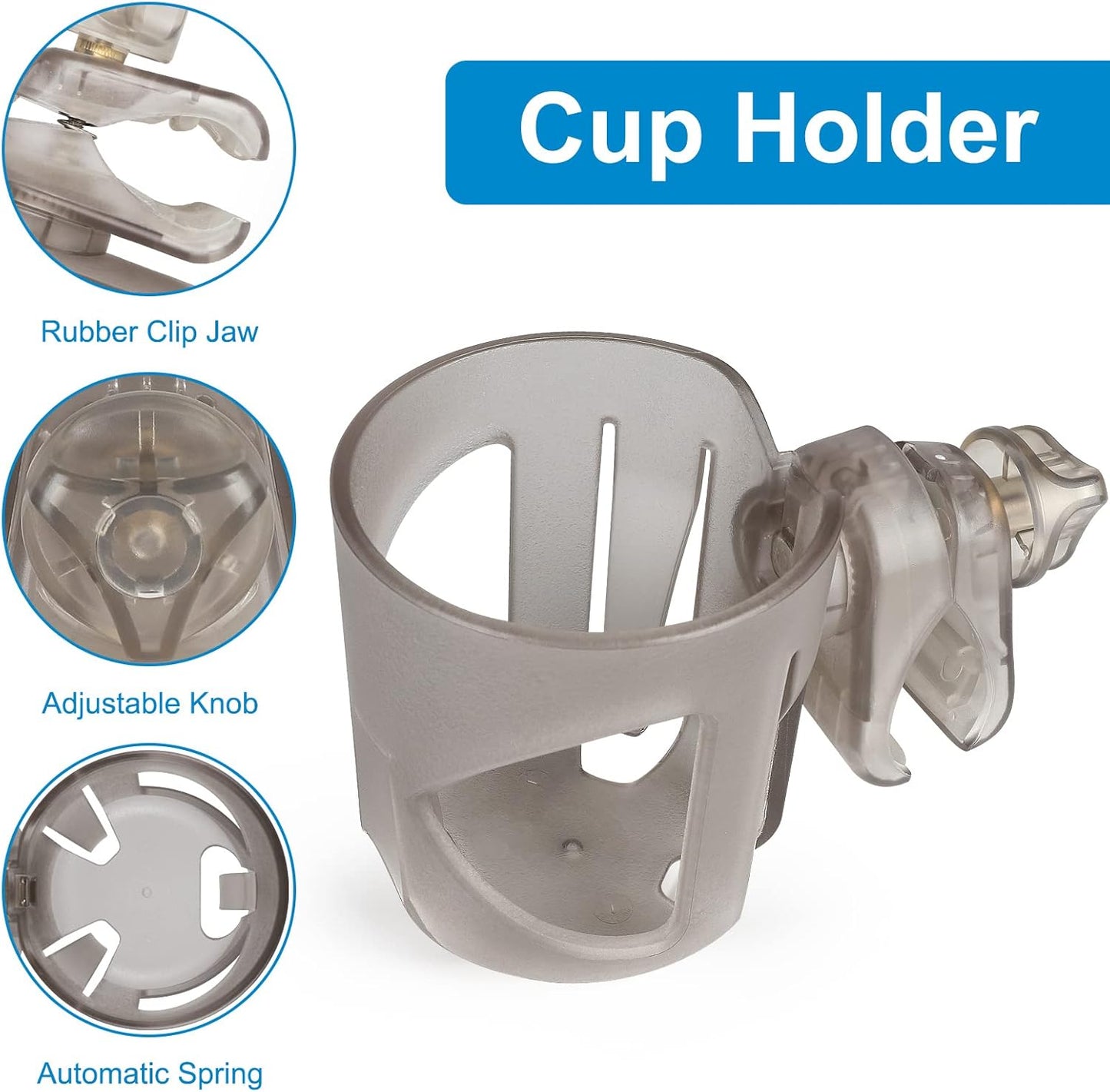 Accmor Stroller Cup Holder, Universal Cup Holder for Walker Wheelchair Bike, 360° Rotatable Stroller Cup Holder Attachment Accessories for Walker, Wheelchair, Scooter