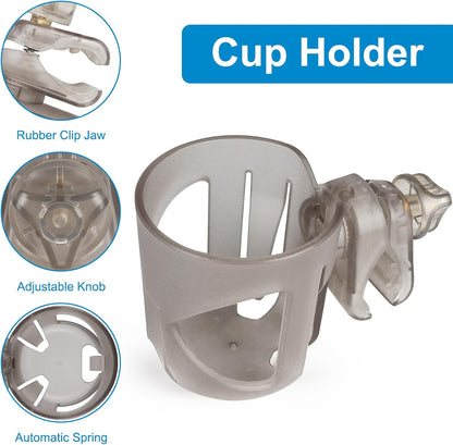 Accmor Stroller Cup Holder, Universal Cup Holder for Walker Wheelchair Bike, 360° Rotatable Stroller Cup Holder Attachment Accessories for Walker, Wheelchair, Scooter