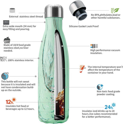 BJPKPK Insulated Water Bottle 12oz Small Stainless Steel Water Bottles Reusable Metal Thermal Keep Cold and Hot,Dreamy Purple - Colors B
