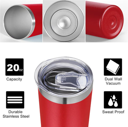 VEGOND Stainless Steel Skinny Tumbler, 20 oz Vacuum Insulated Tumbler with Lid and Straw, Double Wall Coffee Cup, Travel Mug for Cold Hot Drinks, Light Pink 1 Pack