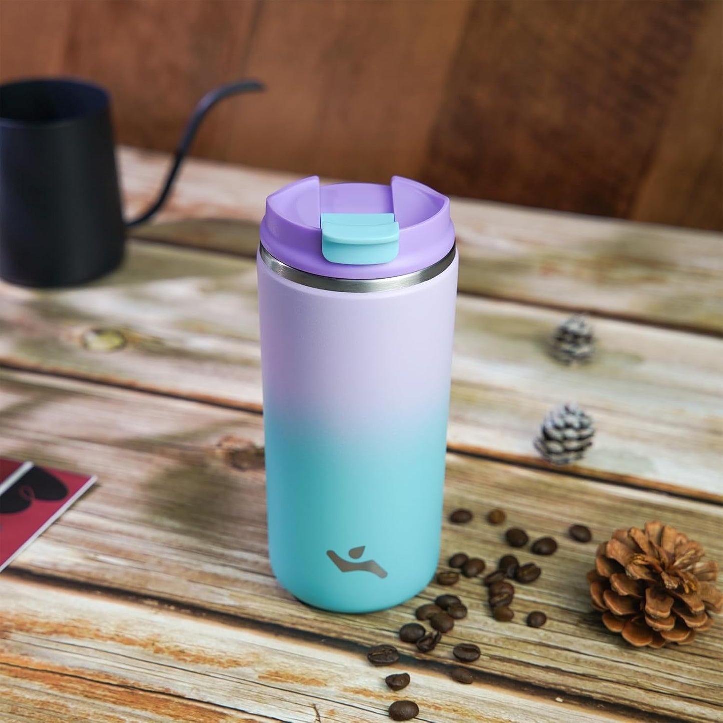 Konokyo Tumbler with Lid, 16 oz Travel Coffee Mug Double Wall Vacuum Stainless Steel Thermal Metal Cup Insulated Water Bottle,Navy Blue