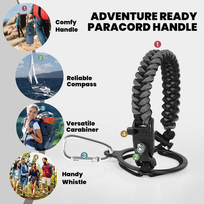 RAYMYLO One Gallon Water Bottle Insulated, Triple Walled Vacuum Stainless Steel (Cold for 48 Hrs), Leak Proof & Non-BPA, Large Water Flask Jug with Paracord Handle & Straw Spout Lids