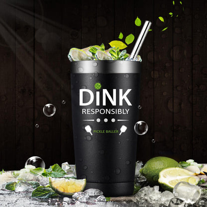 Fufandi Pickleball Gifts for Men Women - Pickle Ball Dink Responsibly - Christmas, Birthday Gifts for Pickleball Lovers Player Coach - Tumbler Cup 20oz