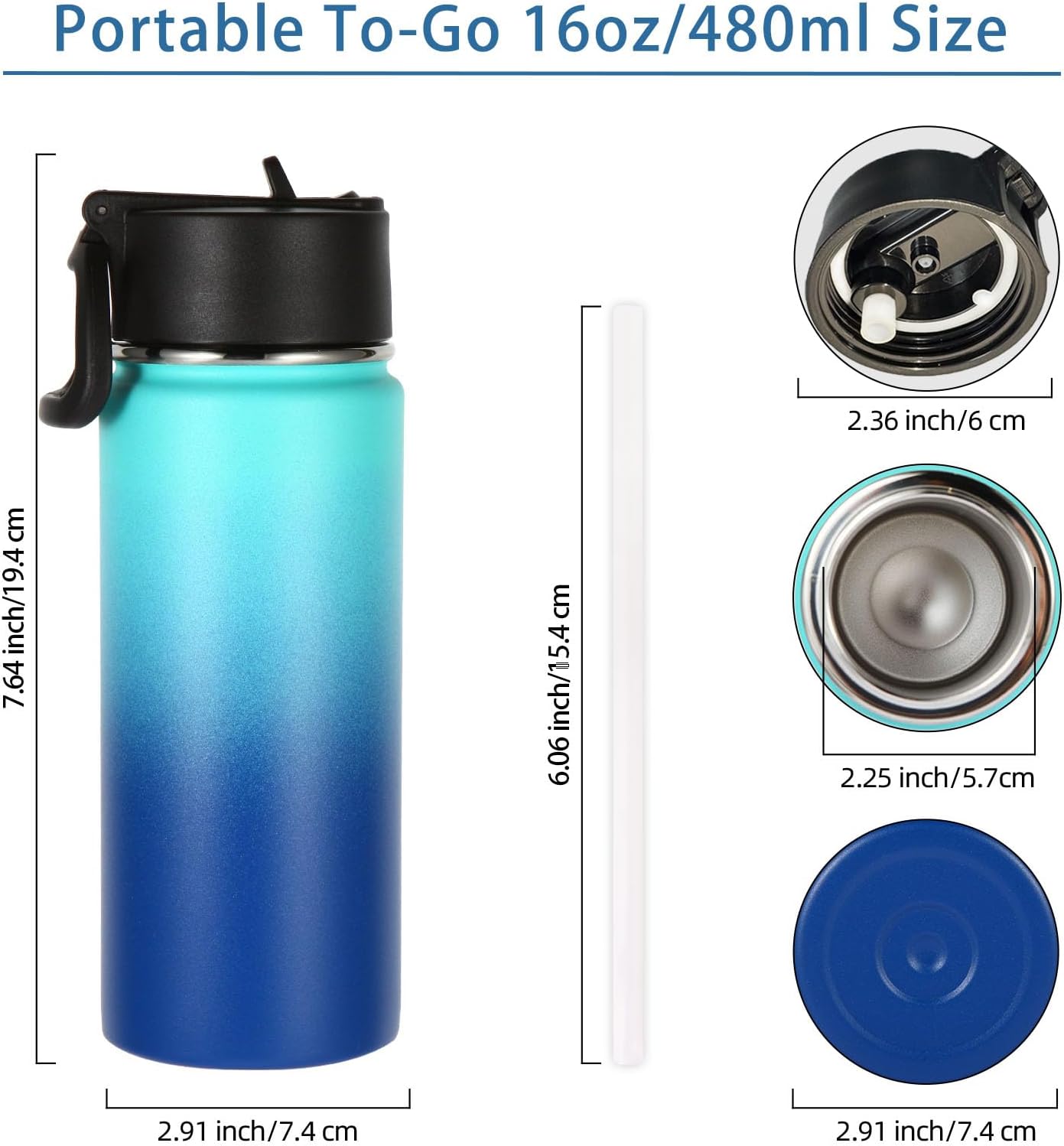Volhoply 16 OZ Kids Water Bottle Bulk 8 Pack,Insulated Sports Bottles with Straw Lid,Stainless Steel Bottle with Handle Keep Cold & Hot,Double Wall Vacuum Tumbler Cups for School(Eight Color, 8)