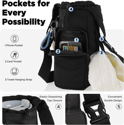 EasyAcc Water Bottle Holder Strap Sling, for Owala FreeSip 24 32 40 oz, Hydro Flask, Cirkul, Yeti, Stanley Flip, Universal Water Bottles, with Carabiner, for Walking Curise Travel (Bottle Excluded)