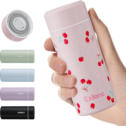 【Upgraded】Exllena Small Insulated Water Bottle 12 oz/350ml– Mini Insulated Water Bottle for Hot & Cold Drinks, Perfect Small Water Bottle for Travel, Purse...(Greyish Blue)