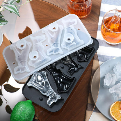 Koluti Nonstick Silicone 9 Ice Cubes Freezer Tray with Plastic Lid, 2-Pack Water Bottle Long Narrow Stick Ice Cube Mold Maker, Ideal for Sport Bottles, Cocktail and Whisky, Dishwasher Safe & BPA Free