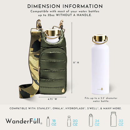 WanderFull Original HydroBag Fits Up to 32 oz Water Bottle Holder with Strap – Hands-Free Crossbody Water Bottle Carrier Bag with Phone Pocket - Colors A