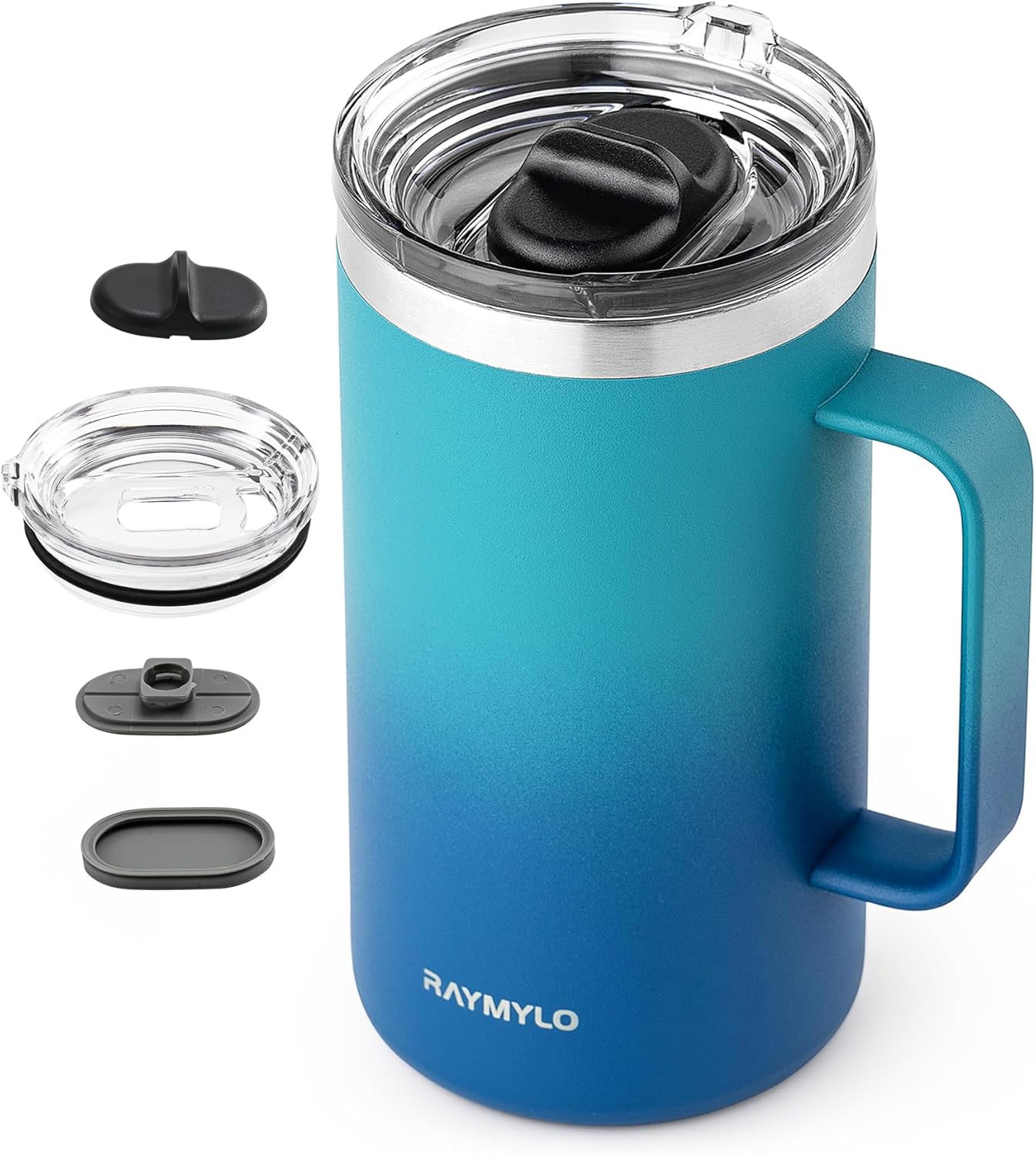 RAYMYLO Insulated Coffee Mug 12 oz, Double Wall Stainless Steel Coffee Mug with Lids, Leak-Proof & Detachable Slider Lid for Thorough Clean, Keeps Coffee Cold for 9 Hrs, Suitable for Camp Home Office