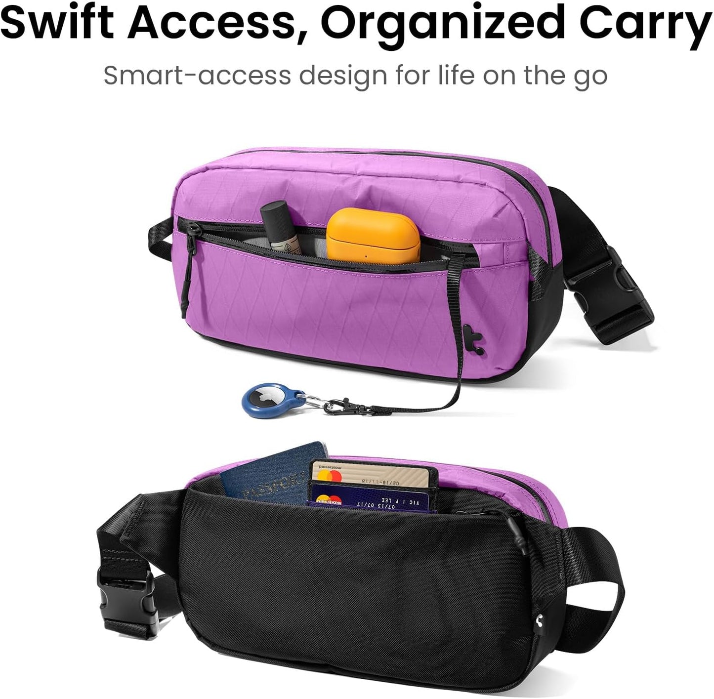 tomtoc 3.5L Sling Bag with RFID Blocking, Crossbody Bag Chest Shoulder Pack for Men and Women, Water-resistant Lightweight Casual Waist Fanny Pack for Travel/Daily Use