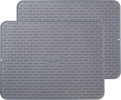 To encounter Silicone Dish Drying Mat -Small 17.5" x 8" - Set of 2 Flexible Stemware Drying Mat, Heat Resistant Silicone Trivet, Countertop Mat, Dish Draining Mat, Sink Mat