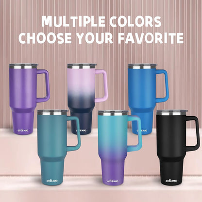 20 oz Insulated Coffee Mug with Ceramic Coating, Stainless Steel Travel Mug Tumbler with Handle Lid and Straw, Double Wall Leak-Proof Coffee Travel Mug Keeps Drink Hot and Cold (Black)