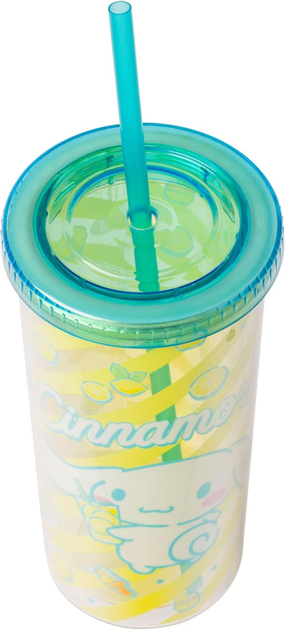 Silver Buffalo Sanrio Hello Kitty Milk Carton Pattern Plastic Boba Tumbler w Lid and Wide Straw, 24 Ounces