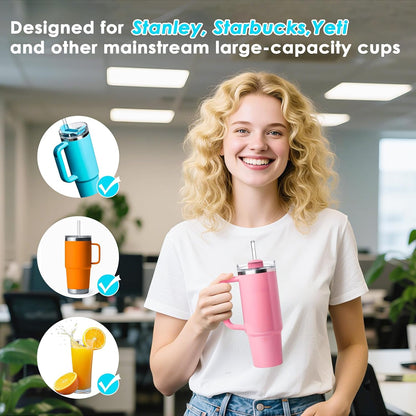 Reusable Glass Straws Shatter Resistant Clear, Skinny Glass Straw Bent Thin for 16 oz Cups Tumblers 9 inch 8mm
