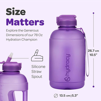 Hydracy Water Bottle with Time Marker -Large BPA Free Water Bottle & No Sweat Sleeve -Leak Proof Gym Bottle with Times to Drink - Ideal for Fitness Sports & Outdoors