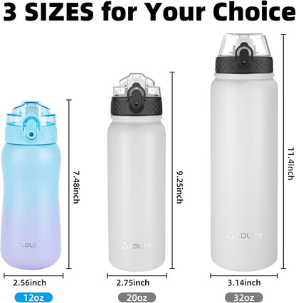 Oldley Insulated Water Bottle 20oz for Adults Kids Stainless Steel Water Bottles with Straw/Chug/Carabiner 3 Lids Fruit Strainer Double Wall Vacuum Wide Mouth BPA Free Leak-Proof for School Travel