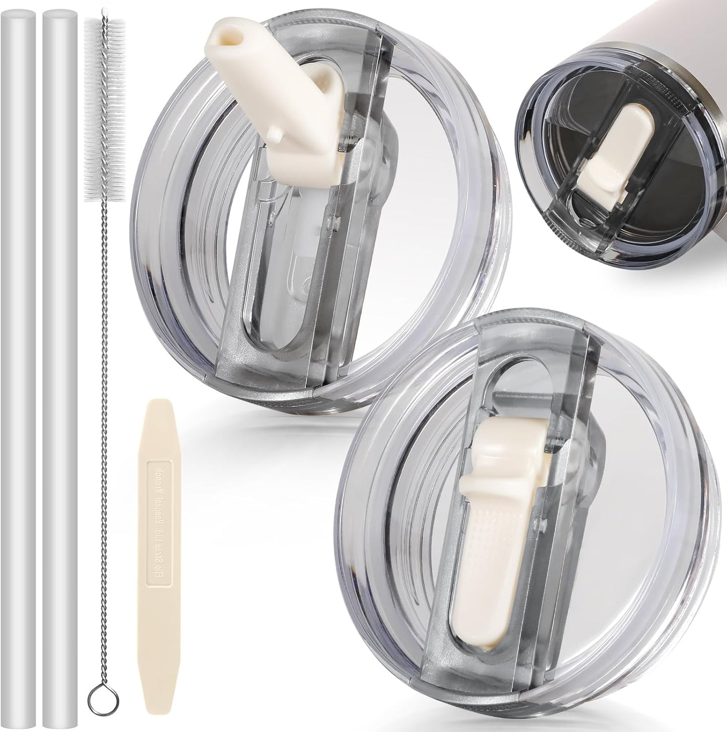 30oz Flip Straw Lid for Stanley Quencher H2.0 Tumbler, 2 Pack Leak Proof Lid Replacement No Spill Cover for Stanley Cup Accessories ProTour (Rose Quartz,Rose Quartz) - Colors B