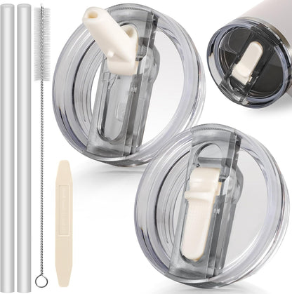 30oz Flip Straw Lid for Stanley Quencher H2.0 Tumbler, 2 Pack Leak Proof Lid Replacement No Spill Cover for Stanley Cup Accessories ProTour (Rose Quartz,Rose Quartz) - Colors B