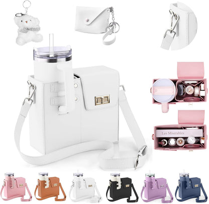 Stanley Purse Cup Holder for 40oz - Portable Crossbody Tumbler Bag with Strap, Water Bottle Carrier for Outdoor Travel
