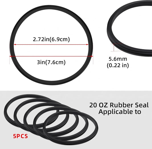 5 Pcs Black Replacement Lid Seal Gaskets,Rubber Seal Replacement Gasket for Lid forStainless Steel Insulated Tumbler Mugs (30oz)