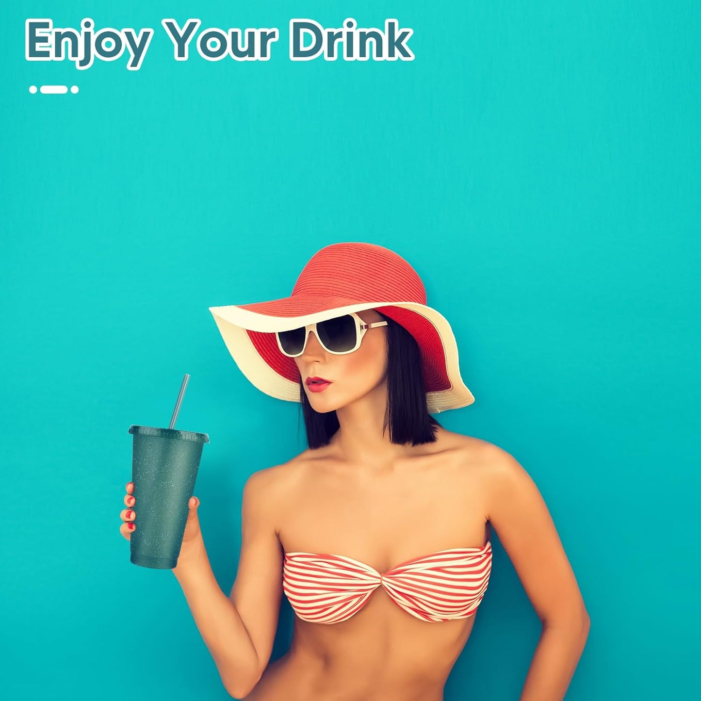24 Pack Plastic Tumblers with Lids and Straw, Reusable Cups with Lids and Straws Colorful Cups for Cold Drink Iced Coffee, Plastic Tumbler Bulk for Party Birthday Gifts (24 oz, Stylish Colors)