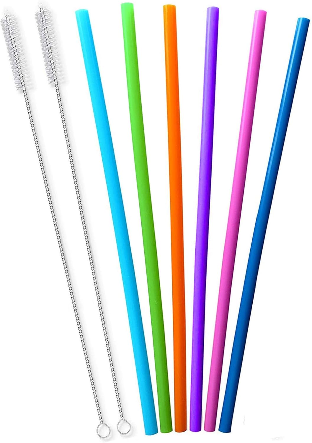 Pastel Color 14” Extra Long Silicone Replacement Straw for 40 oz Stanley Cup, Reusable Flexible Tall Giant Big Drinking Straw for Quencher Tumbler,1Gallon/64 oz Water Bottle,Hydro Jug-6 pack