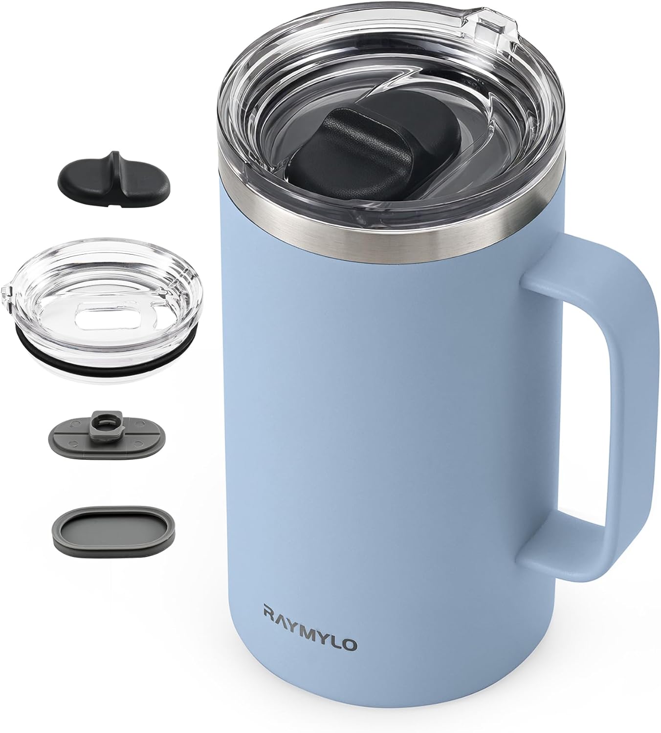RAYMYLO Insulated Coffee Mug 12 oz, Double Wall Stainless Steel Coffee Mug with Lids, Leak-Proof & Detachable Slider Lid for Thorough Clean, Keeps Coffee Cold for 9 Hrs, Suitable for Camp Home Office