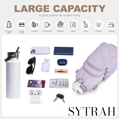 SYTRAH Water Bottle Bag Crossbody，Insulated Water Bottle Purse Crossbody Water Bottle Holder with Strap 40 oz