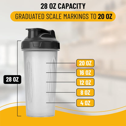 Mr. Pen- Shaker Bottles for Protein Mixes, 28 oz, Leak Proof Shaker Cups with Stainless Steel Wire Whisk Ball for Protein Shakes and Pre Workout
