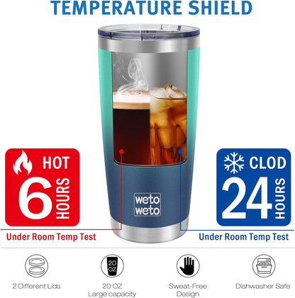 WETOWETO 20oz Tumbler, Stainless Steel Vacuum Insulated Coffee Travel Mug, Double Wall Powder Coated Insulated Coffee Mug Travel Mug with Lid Thermal Cup for Outdoor (Navy Blue, 1 Pack)