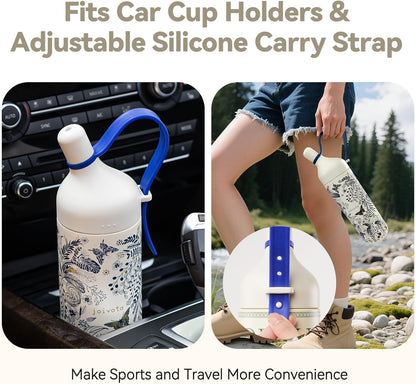 20oz Artic Ceramic Lined Coffee Tumbler, 3D Floral Print Design, Insulated Stainless Steel Travel Mug with Lid and Straw, BPA-Free Leak-Proof for Hot & Iced Coffee Tea, Unique Gifts for Women