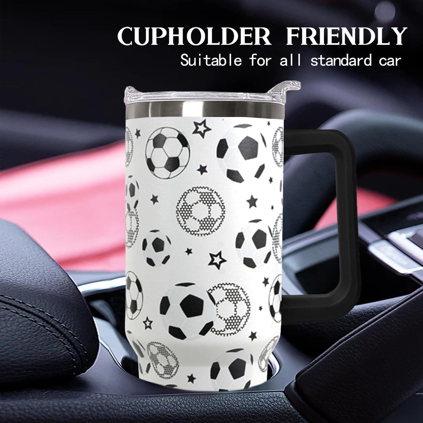 Ceovfoi 40 oz Pickleball Coffee Mug Vacuum Insulated Travel Tumbler with Handle, Lid & Straw - Perfect Pickleball Gifts for Players, Coaches, Lovers | Pickleball Accessories