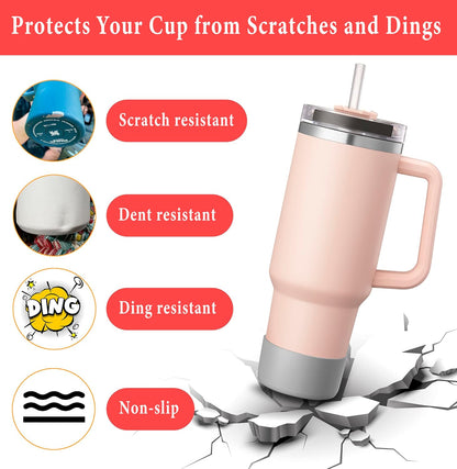 KTKUDY 2Pcs Silicone Boot for Stanley Quencher Tumbler 30 oz 40 oz & IceFlow 20 oz 30 oz & Fit Owala Freesip Water Bottle & Fit Hydro Flask & More - Cup Bottom Accessories Fit Stanley Cup