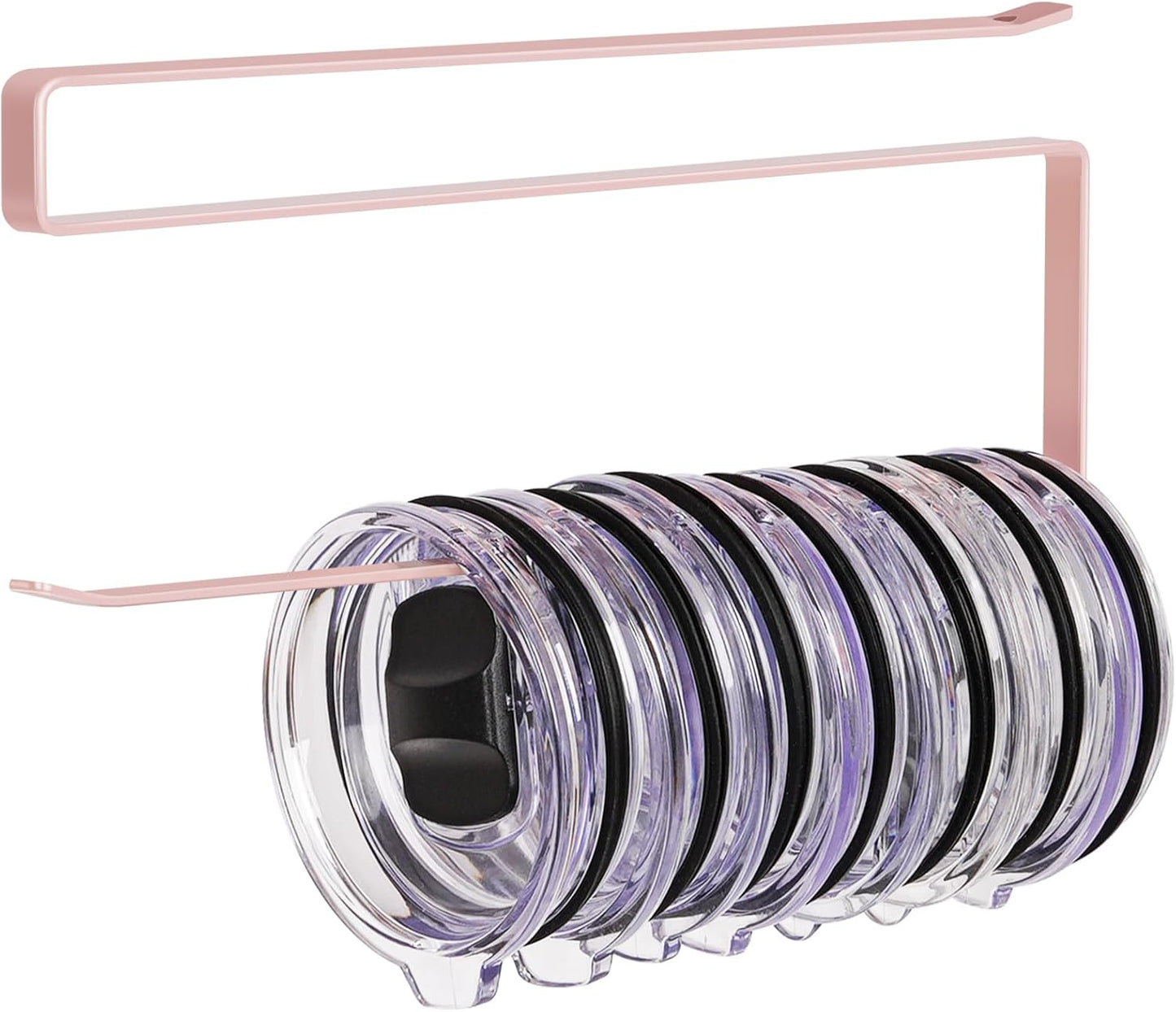 Tumbler Lid Organizer, Horizontal Tumbler Lid Storage Hook Up to 10 Lids, Space Saving Cup Lid Holders Under Cabinet Tumbler Lid Hook for Kitchen Organizer and Storage,Hanging Paper Towel Rack Hanger