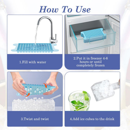 Mini Ice Cube Tray for Freezer: GGUW Nugget Ice Cube Tray with Bin - Crushed Ice Tray Making 4×117 PCS Icecube - Easy Release Iced Maker Trays