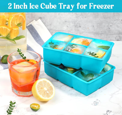 Webake Water Bottle Ice Cube Tray with Silicone Lids, 2 Pcs Long Ice Stick Molds - Stackable & Space-Saving, Perfect for Highball Drinks, Cocktail Parties & Sports Bottles