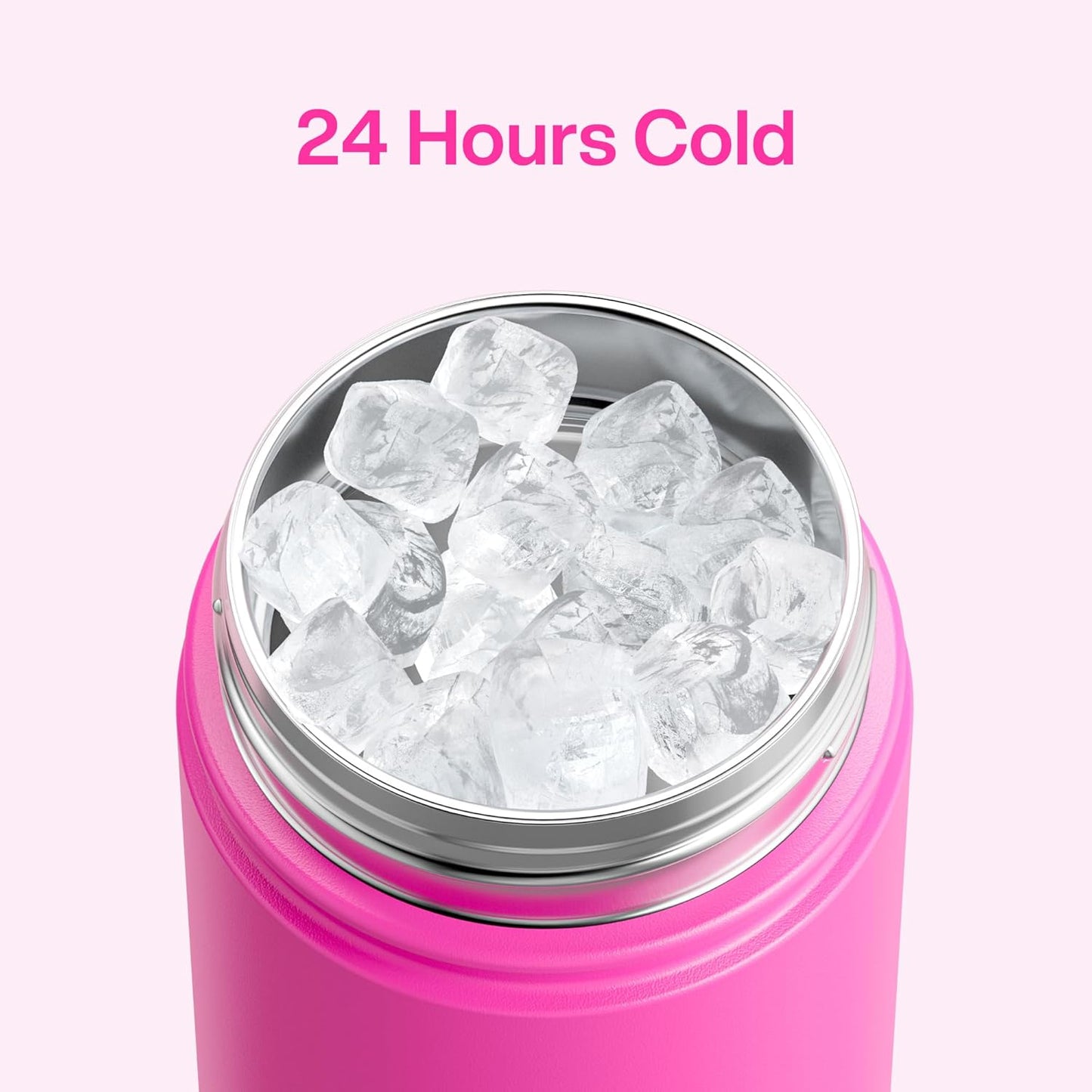 ENCOOL Insulated Water Bottle with Straw Stainless Steel Water Bottle, Leak-Proof, BPA-Free, Double Wall Vacuum Keeps Cold for 24 Hours for Sports, Travel, School (26 oz, Cotton Candy) - Colors A