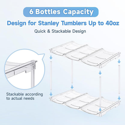Stackable Water Bottle Organizer for Stanley 40 oz Tumbler, Water Bottle Holder for Cabinet, Pantry Kitchen Organizers and Storage for Stanley Cup Accessories, Tumbler Organizer and Wine Rack, 3Pack