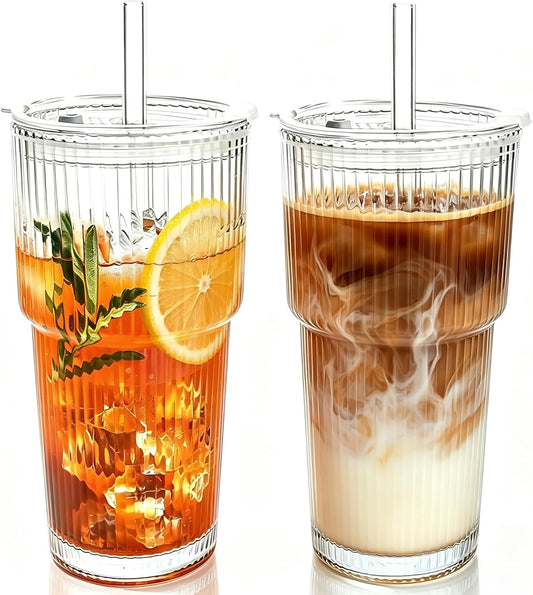Reusable Plastic Boba Cup With Lids And Straws, 24Oz/700ml Smoothie Cups, Iced Coffee Cup, Leakproof Kawaii Cup, Boba Tumbler With Boba Reusable Straw,Double Wall Clear Bubble Tea Cup